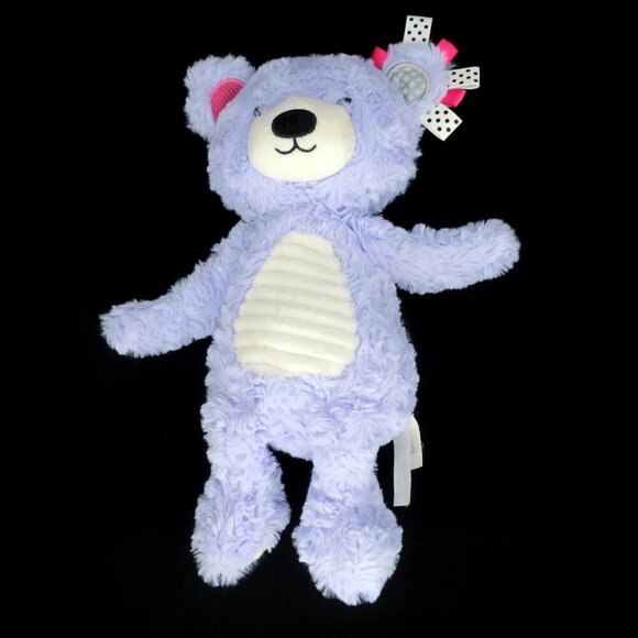 Make Believe Ideas Purple Bear Stuffed Plush Rattle Crinkle 12" Sensory Tags - Picture 2 of 3
